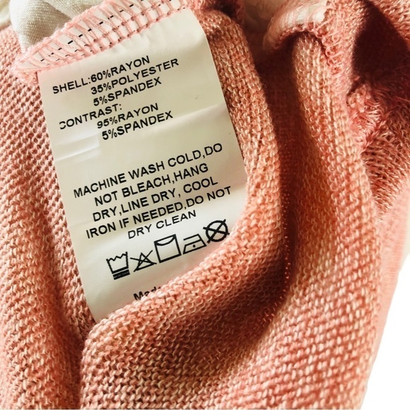 NEW Simple Suzanne Betro Knit Top Women XL Pink White Faux Wrap Front - Picture 9 of 10